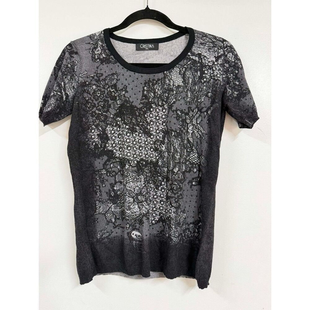 Cristina Lace Overall Printed Designer Women’s Top Size M/L